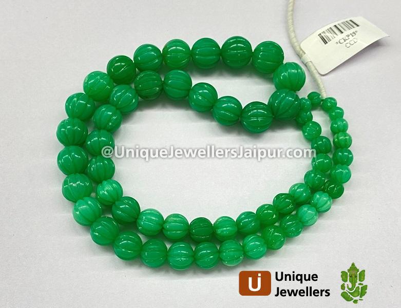 Chrysoprase Carved Pumpkin Ball Beads